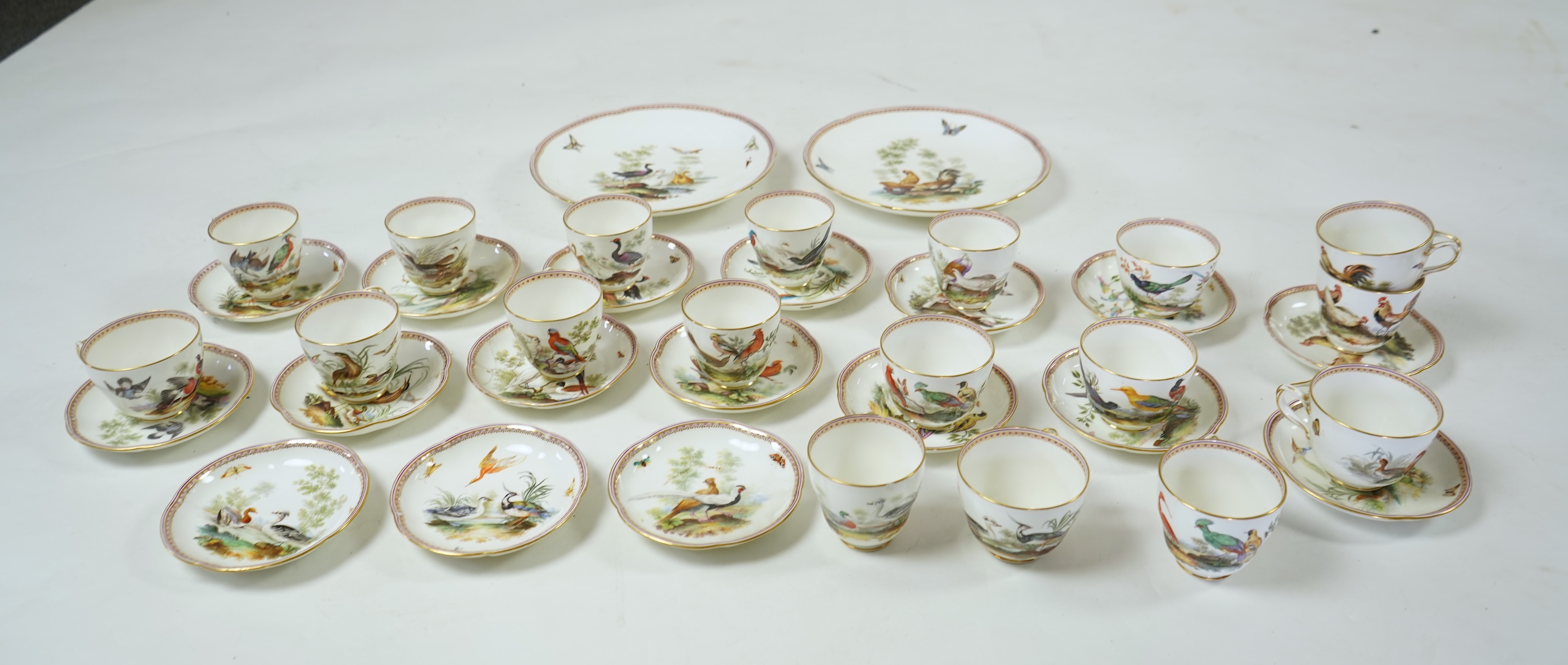 A Coalbrookdale ‘hundred bird’ tea set, mid 19th century, attributed to John Randall